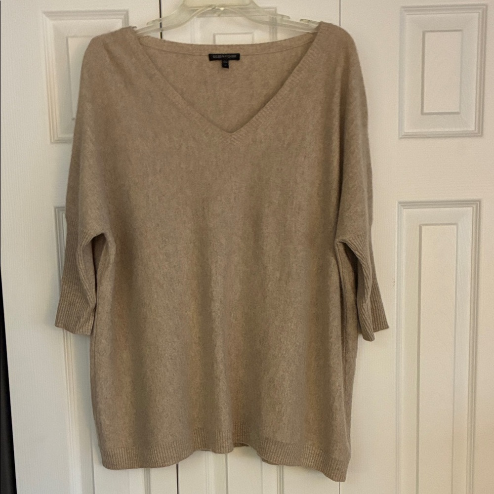 Eileen Fisher Beige V-Neck Sweater